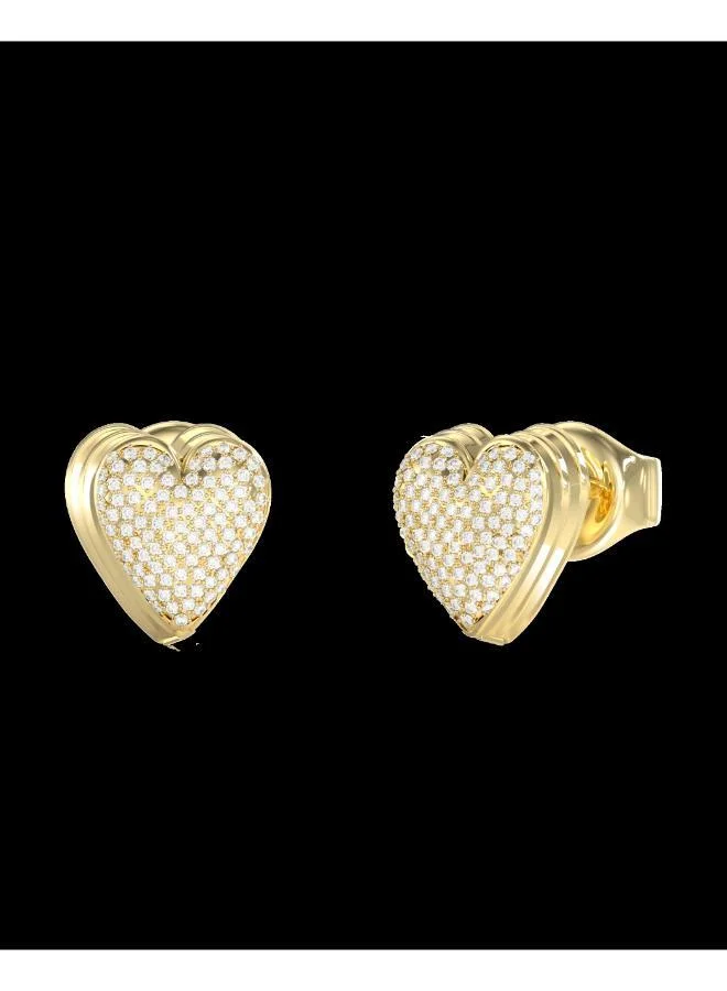 جس Heart Pave Stud Earrings